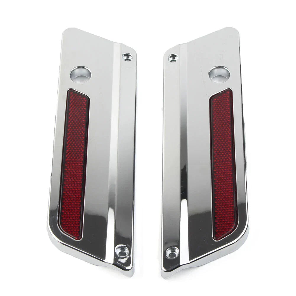Saddlebag Latch Plate Covers with Red Reflectors for Harley Touring (1993-2013)