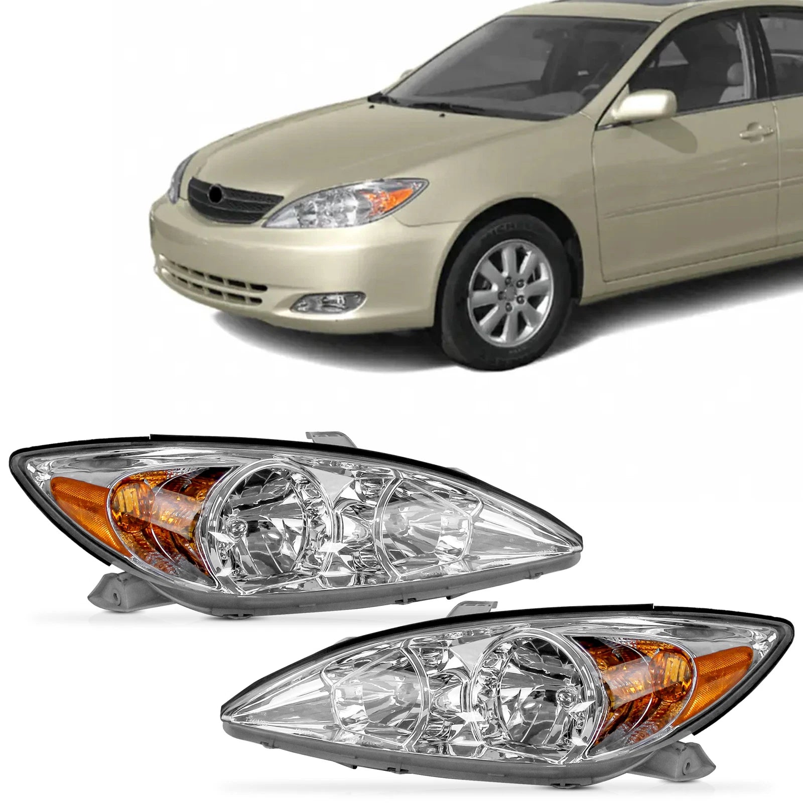 Set of 2 Headlights for Toyota Camry (2002–2004)