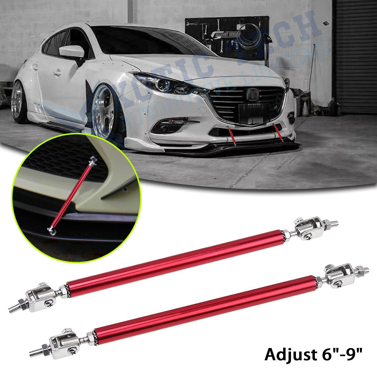 Adjustable Front Bumper Diffuser Splitter Strut for Mazda 3 (2010–2013)