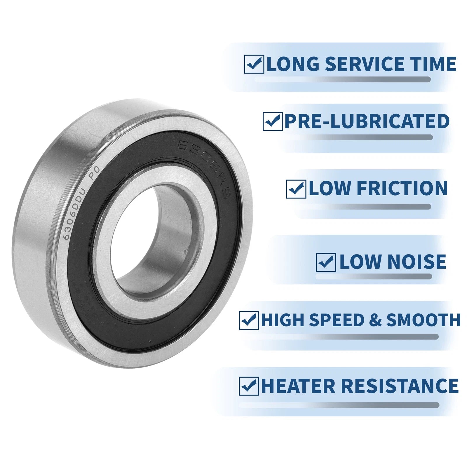 Deep Groove Ball Bearing 6306DDU for Scooter Skateboard (30x72x19mm)