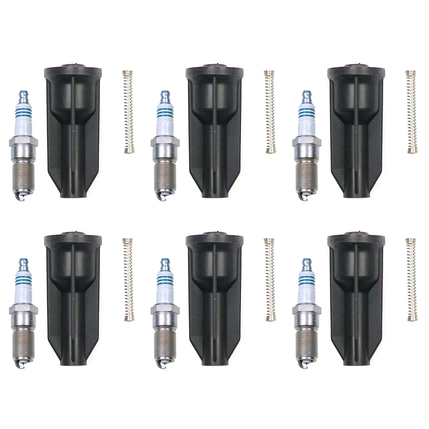 Set of 6 Denso Iridium Power Spark Plugs & Coil Boots for Ascender Bravada Envoy (N/A)
