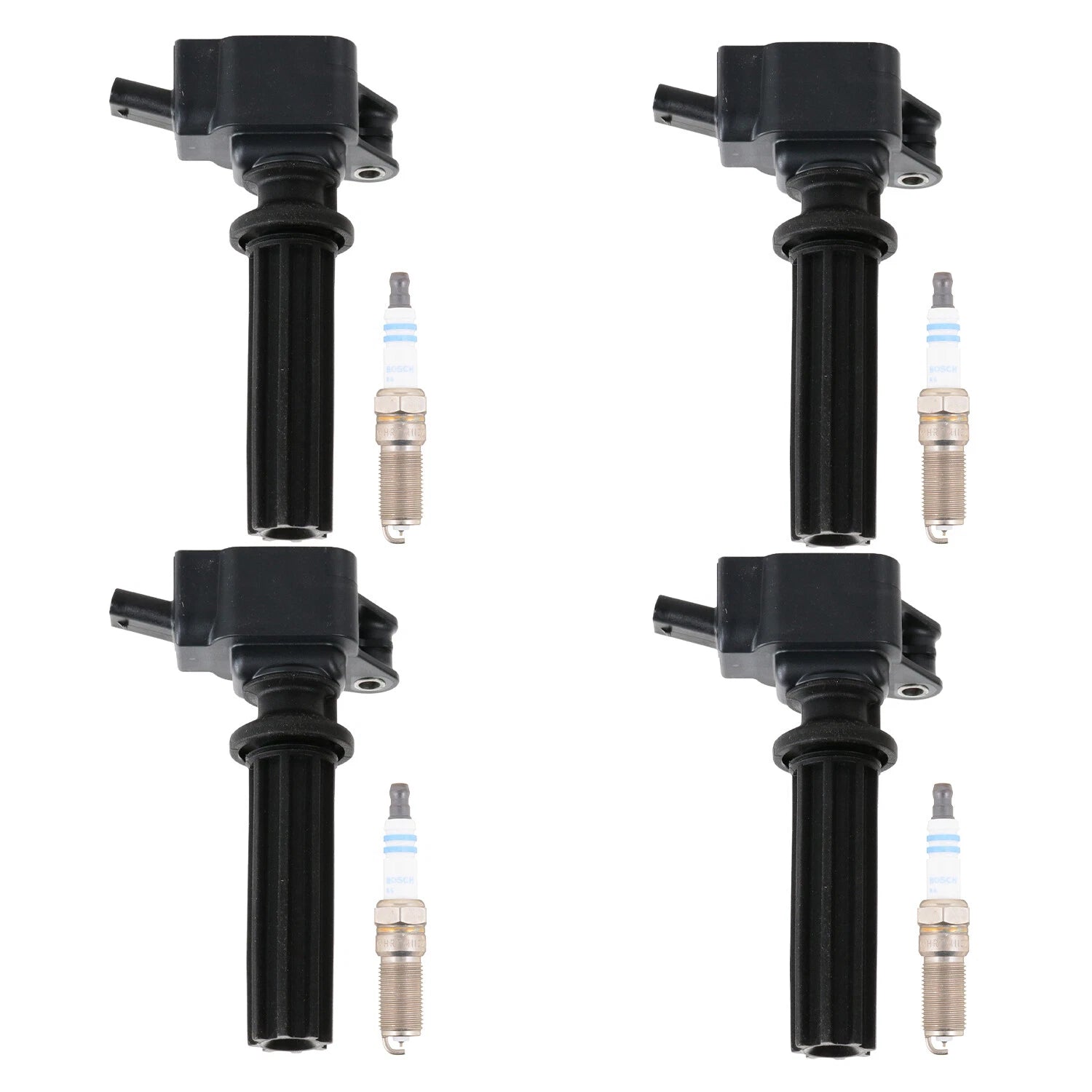 Set of 4 Ignition Coils & Iridium Spark Plugs for Edge, XF, MKZ