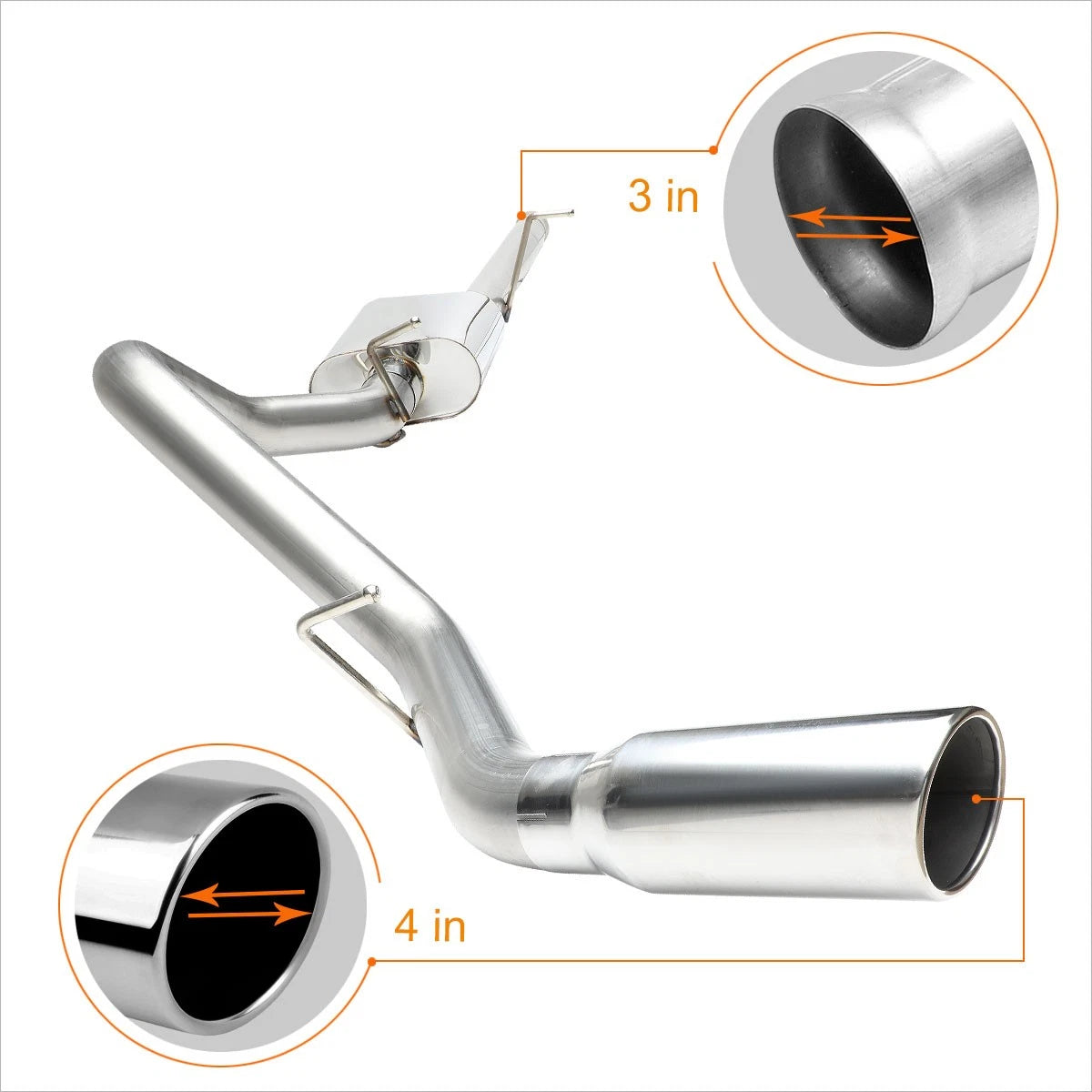 4" Round Tip Muffler Catback Exhaust System for Silverado/Sierra 1500 (2009–2013)