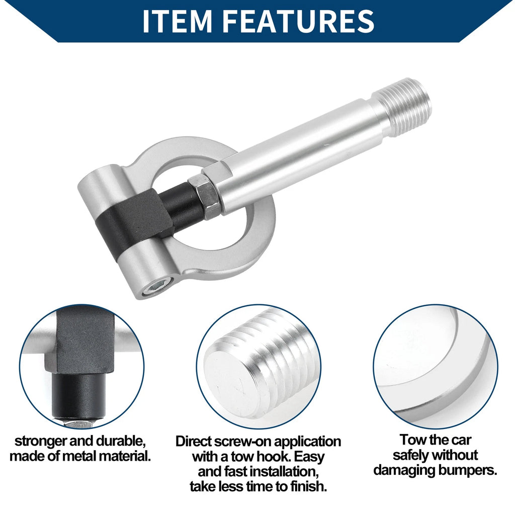 Tow Hook for Toyota Yaris (2023) - Metal Towing Hook Ring, Silver