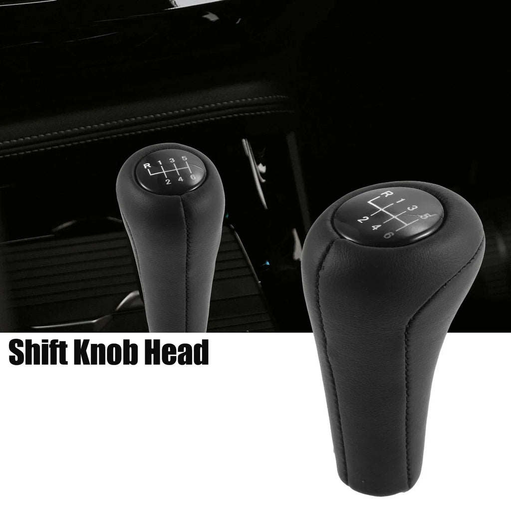 6-Speed Manual Gear Shift Knob Faux Leather Black for BMW