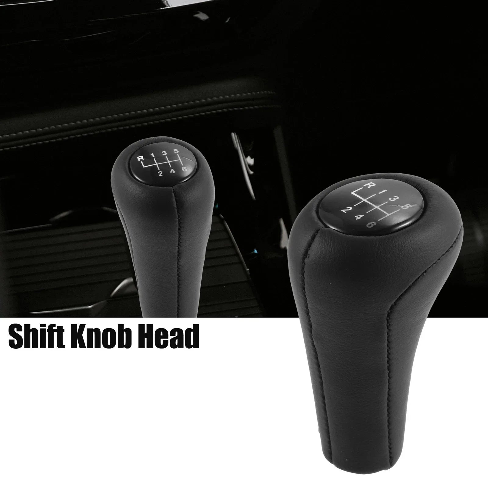6-Speed Manual Gear Shift Knob Faux Leather Black for BMW