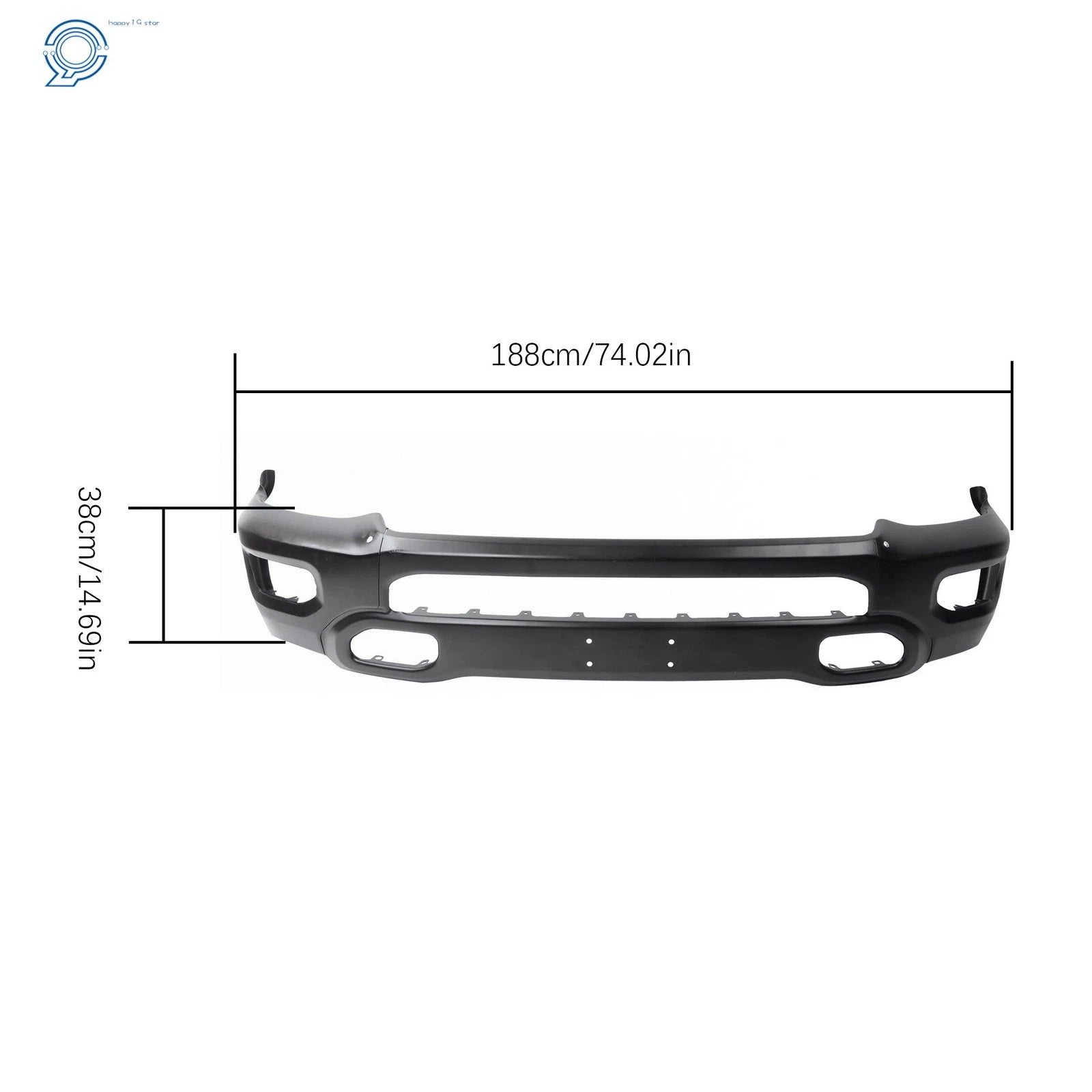 Front Bumper for Ram 1500 (2019–2024) Black Steel with Fog Light Hole