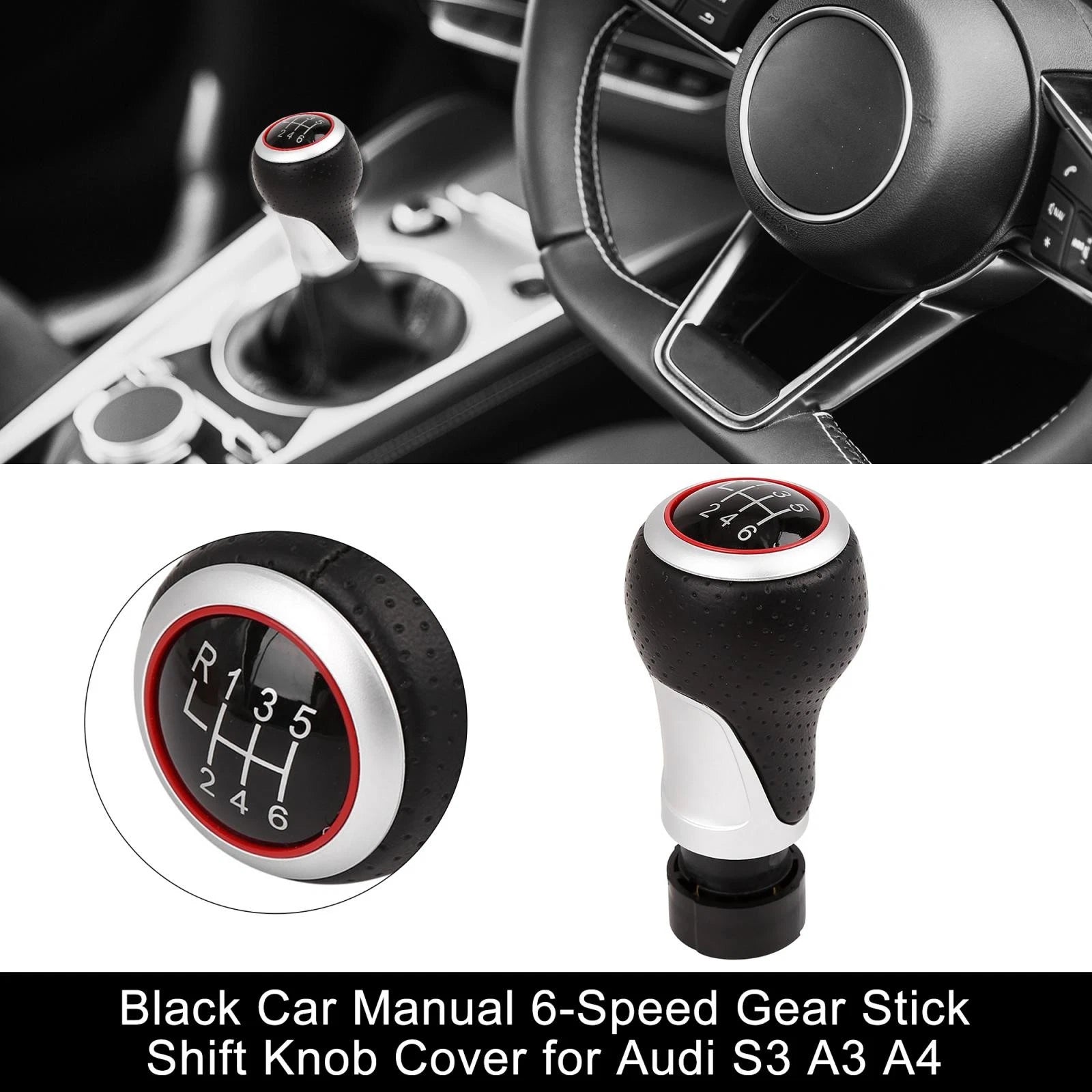 6-Speed Gear Stick Shift Knob Cover for Audi S3 A3 A4 S4 A5 (2003–2015)
