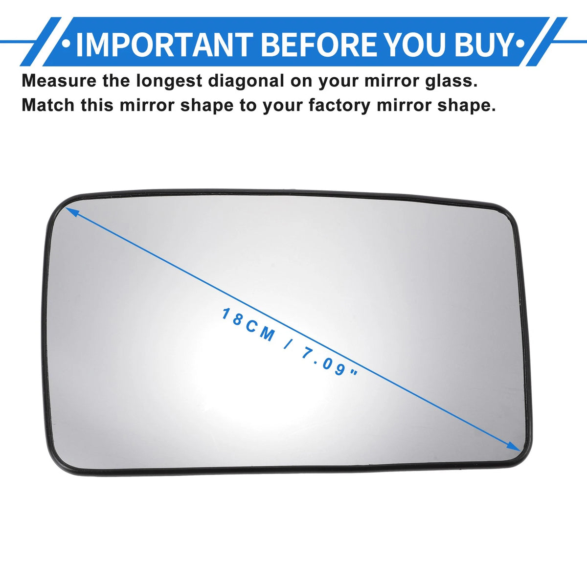 Right Passenger Side Mirror Glass Replacement for Ford (Non Heated)
