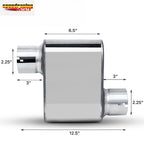 2X 2.25" Inlet/Outlet Chambered Exhaust Muffler Chrome for Race Vehicles