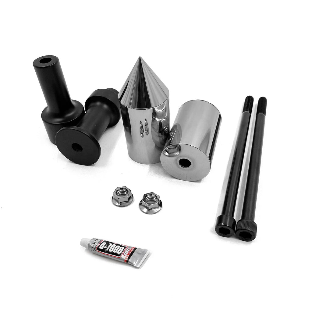 Chrome Spike Frame Slider Crash Protectors for Kawasaki Z1000 (2003–2006)