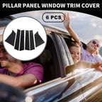 Set of 6 Car Pillar Window Trim Covers for Chevrolet Malibu (2016–2021) Black Carbon Fiber