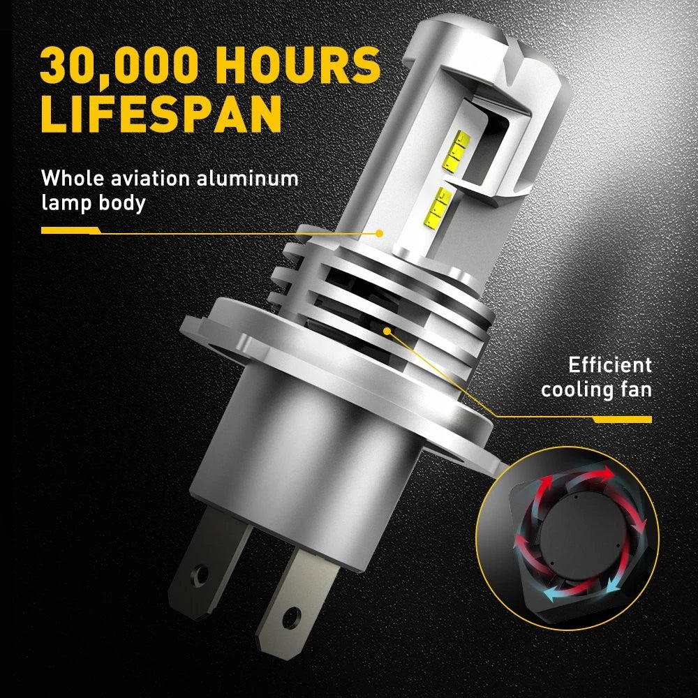 2X H4 9003 HB2 6500K CSP LED Headlight Bulb for Automotive