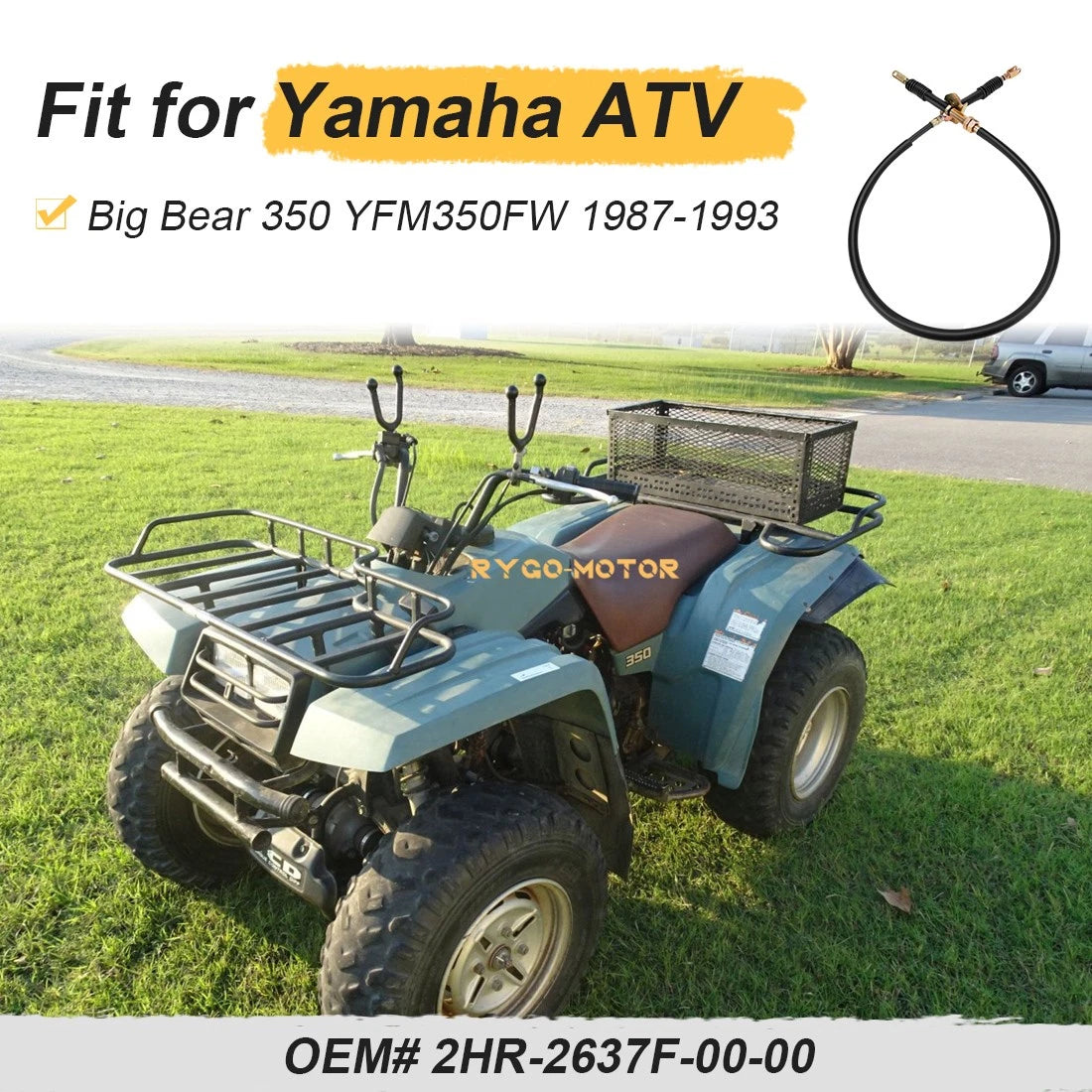2HR-2637F-00-00 Reverse Lever Cable for Yamaha Big Bear 4WD YFM350 (1987–1993)