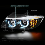 U-Halo Blue LED Headlight Lamps for BMW E90 3-Series (2009–2012)