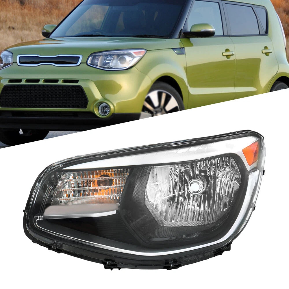 Headlight for Kia Soul (2014–2019) Driver Left Side Halogen Chrome Black
