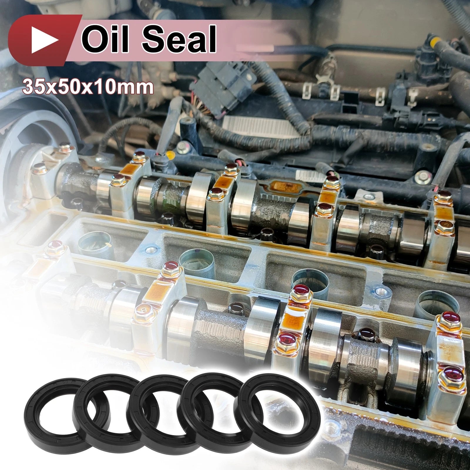 Set of 5 Rotary Shaft Oil Seals for Various Models (35x50x10mm, Nitrile)