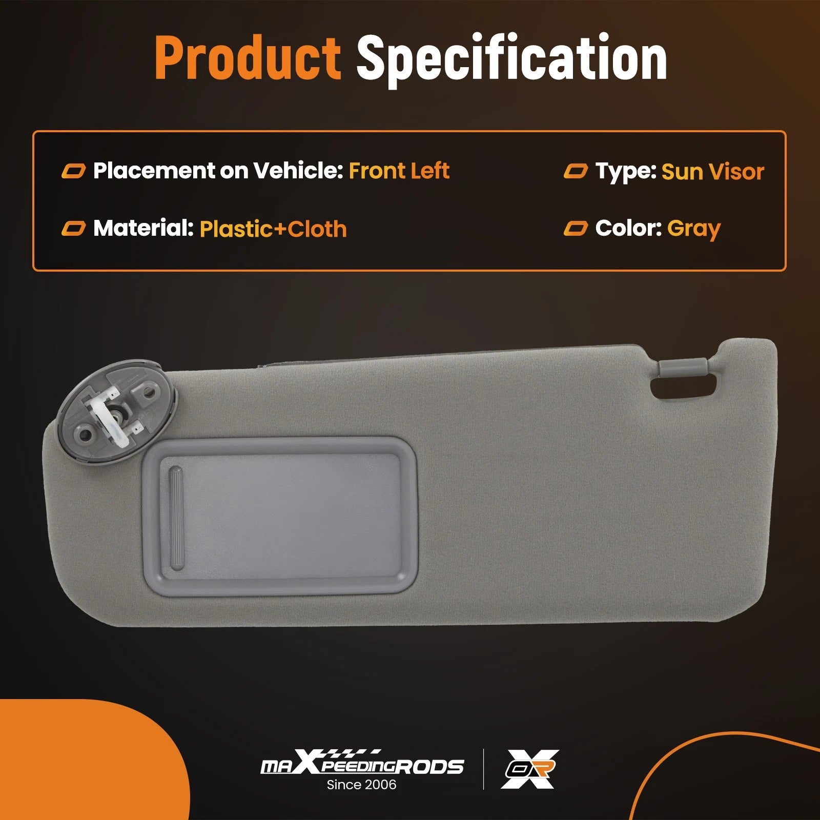 Driver Side Sun Visor for Toyota Camry (2012-2017) Gray