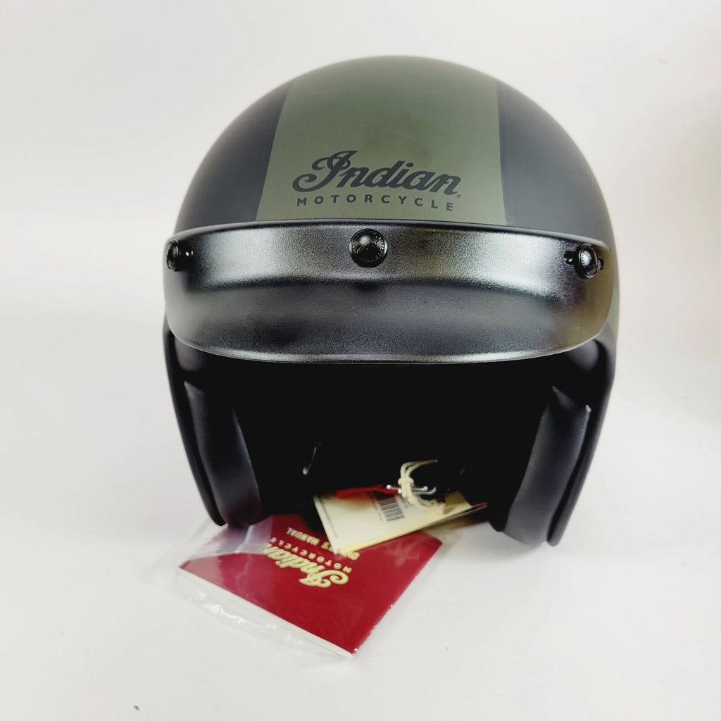 Open Face Helmet for Indian Motorcycle (3XL) - Bluetooth Compatible, Matte Black & Green