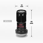 Set of 20 M12X1.5 Gunmetal JDM Closed End Lug Nuts with Spline Lock and Key