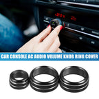 Set of 3 Console AC Audio Volume Knob Ring Covers for BMW F20 F22 F30 F31 Black