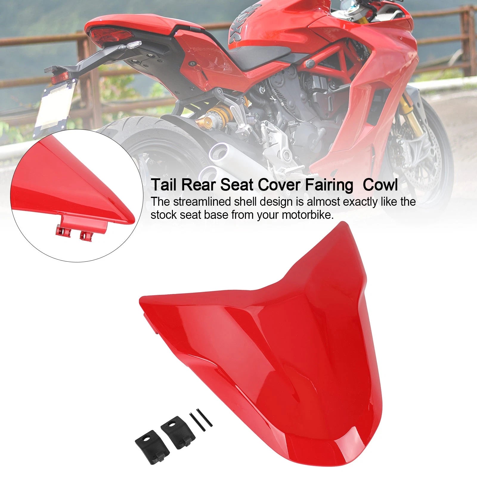 Tail Rear Seat Cover Fairing Cowl for Ducati Supersport 939 950 (All Year) Red