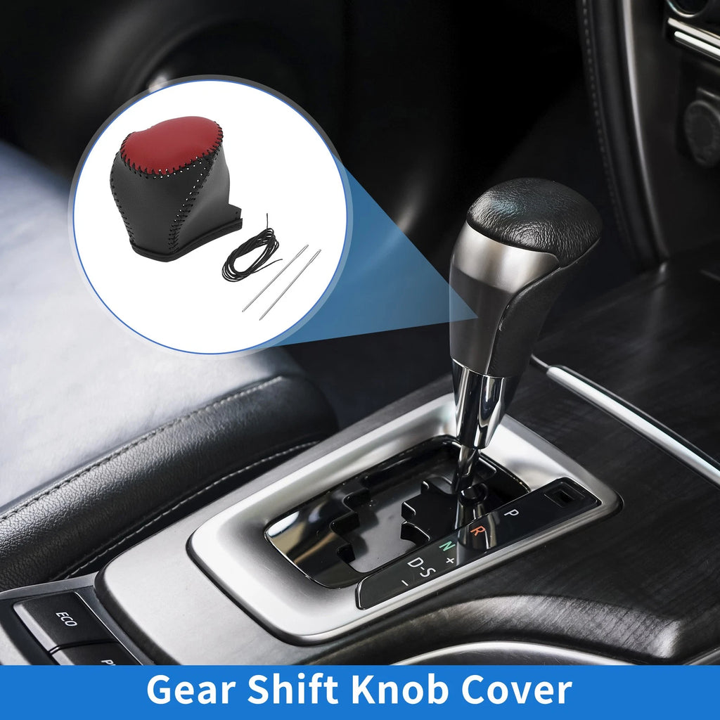 Set of 1 Gear Shift Knob Cover for Toyota CH-R (2017–2021) Black Red Faux Leather
