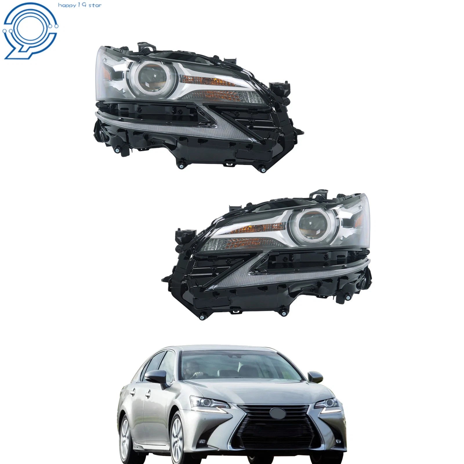 Set of 2 LED Headlights Assembly for Lexus GS450h GS350 GSF (2016–2018)