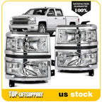 Set of 2 Headlight Assemblies for Chevy Silverado 1500 (2014–2015) Chrome