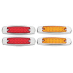 4pcs 12LED Sealed Side Marker Clearance Lights for Trailer - 2x Red + 2x Amber