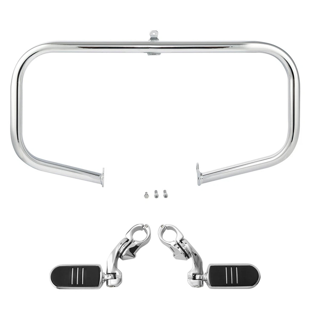 Chrome Highway Engine Guard Crash Bar Foot Pegs for Harley Touring (2009–2024)