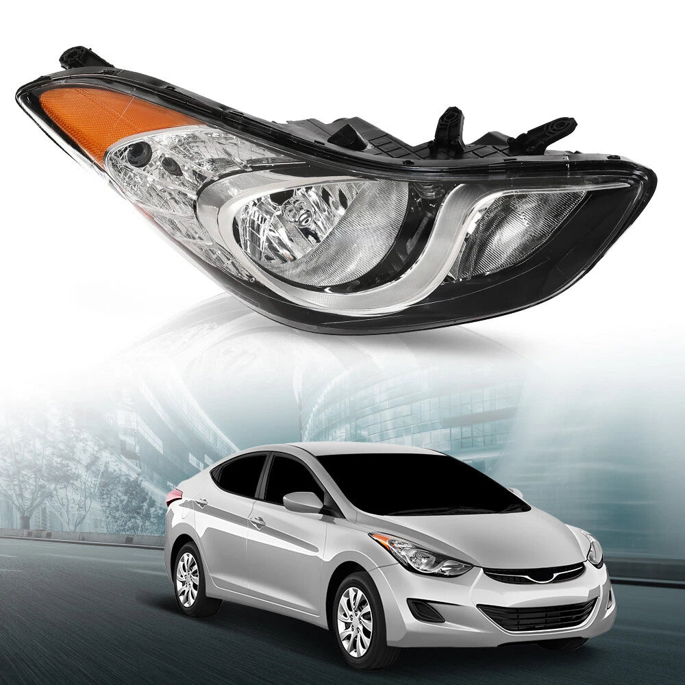 Halogen Headlight Assembly for Hyundai Elantra (2011–2013) Right Passenger