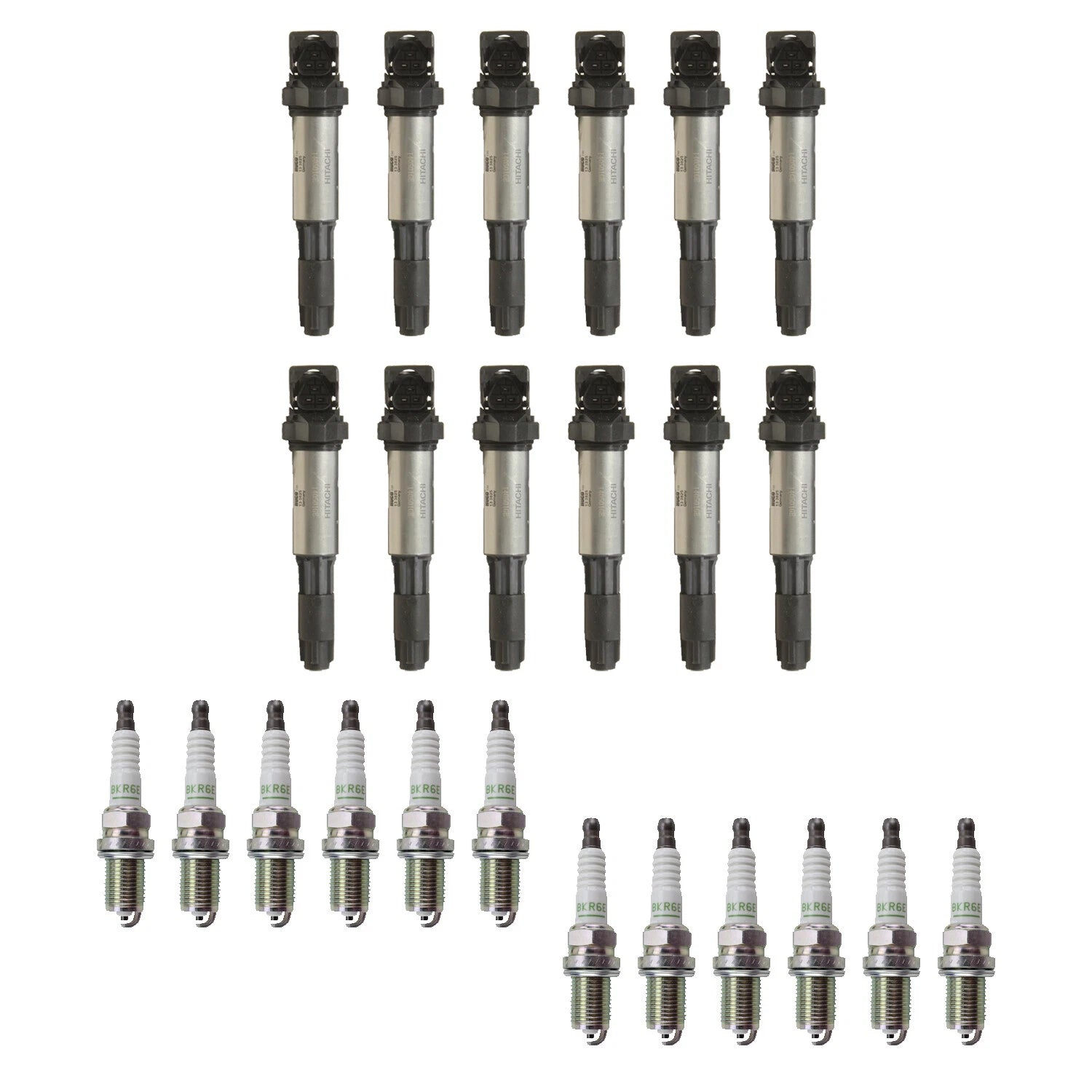 Hitachi Ignition Coil & NGK V-Power Spark Plugs Kit for E65 E66 (2002–2006)