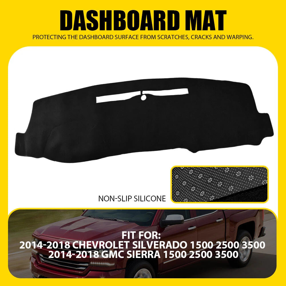 Dash Cover Mat for Chevrolet Silverado/GMC Sierra 1500 2500 3500 (2014–2018)