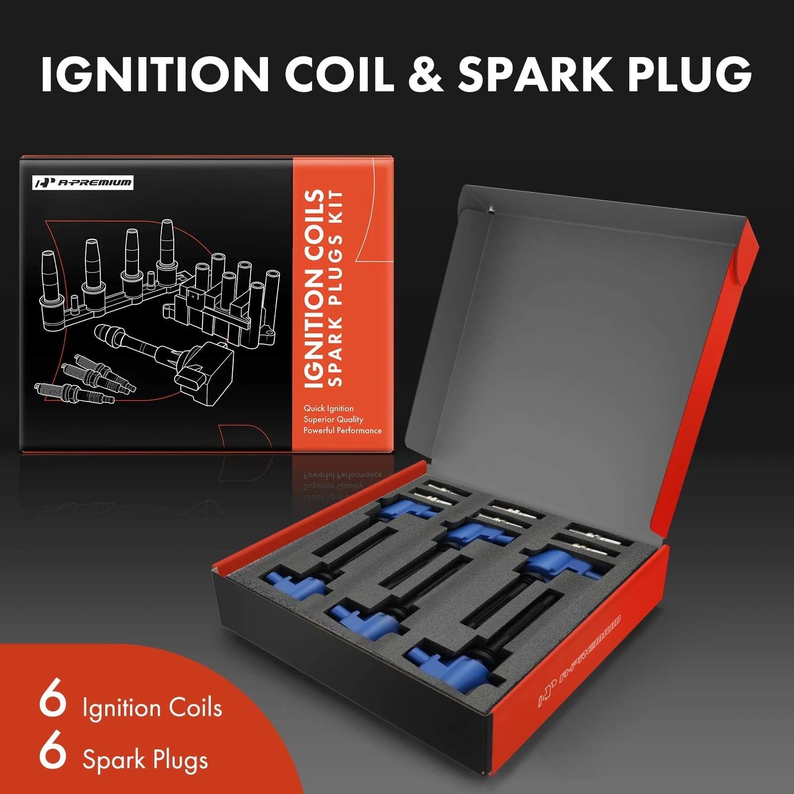 Set of 6 Ignition Coils & Iridium Spark Plugs for Mercedes-Benz W203 W204 (2000–2016)