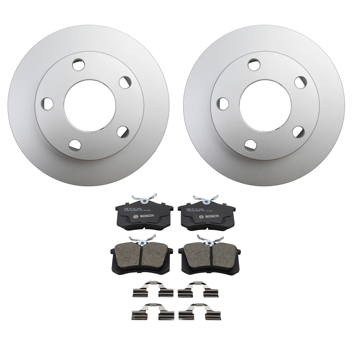 Hella Rear Rotors & Bosch QuietCast Ceramic Brake Pads Kit for A4 Quattro (2002–2008)