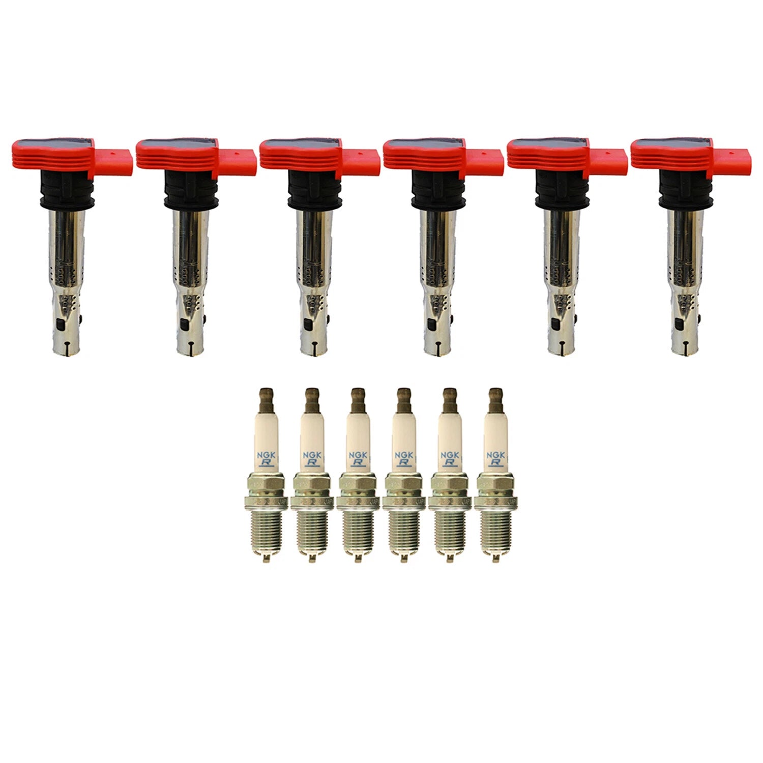 Set of 6 Denso Ignition Coils & NGK Spark Plugs for Audi A6 (2005–2011)