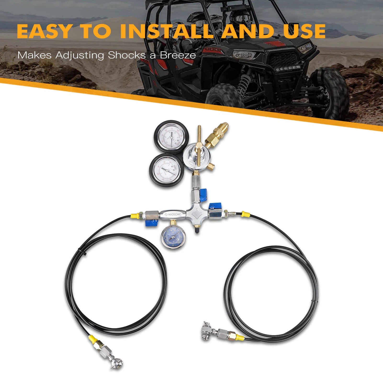 Set of 2 Dual Hose Nitrogen Regulator Shock Fill Tool Kit for Schrader Valve