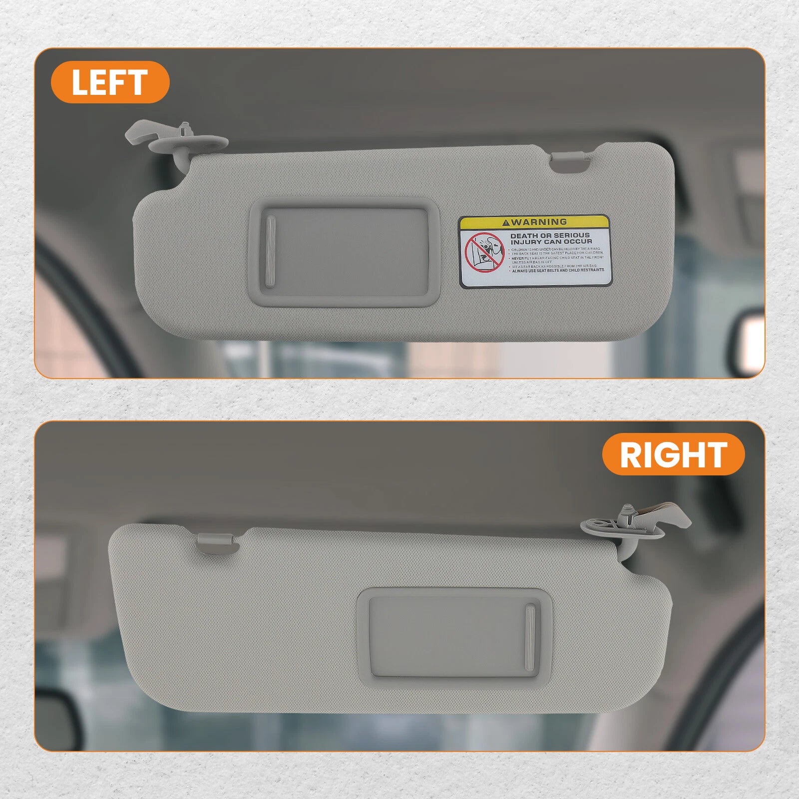 2X Side Sun Visor Pair with Mirror for Hyundai Veloster (2012–2015) 85220-2V140-TX