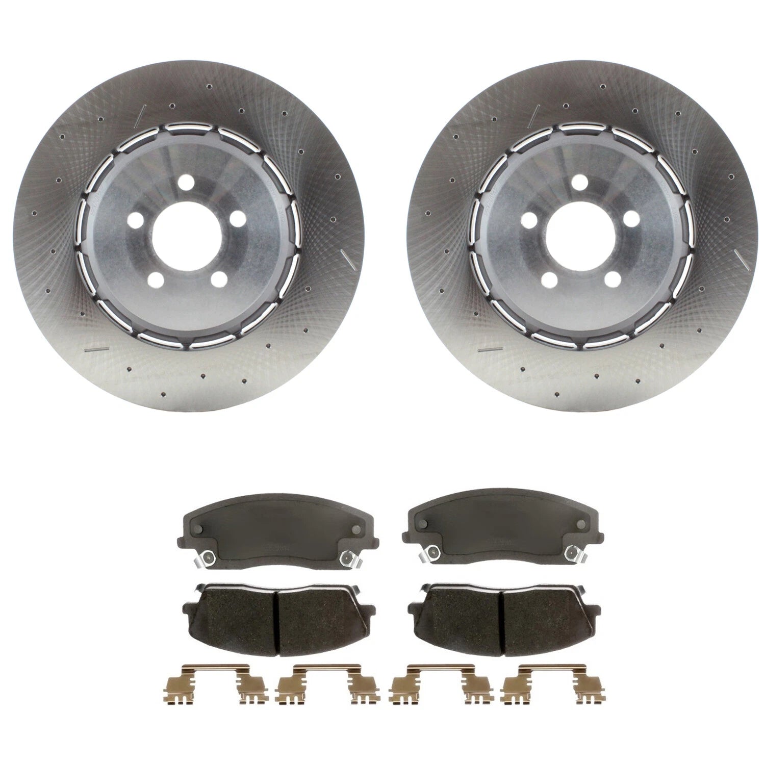 Front 390mm Drilled-Slotted Rotors & Disc Brake Pad Kit for Charger