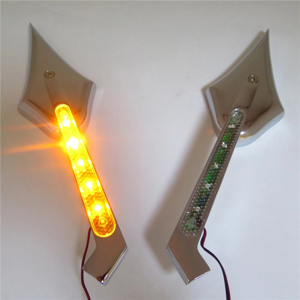 Spike Diamond LED Turn Signal Integrated Mirrors for Harley Touring Dyna (All Years)