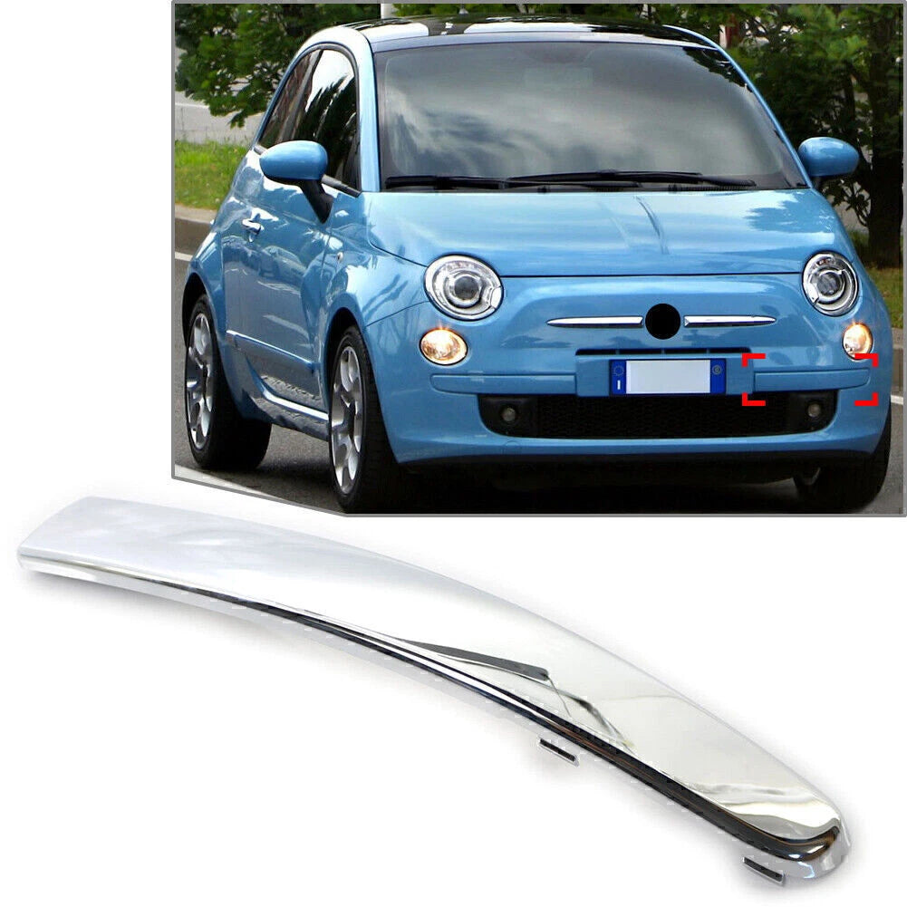 Silver Front Left Bumper Moulding Trim for Fiat 500 (2007–2015)