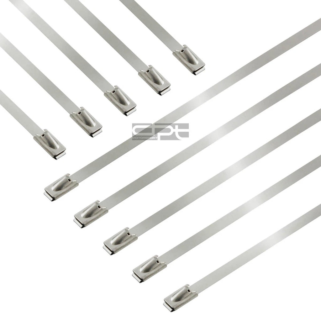 Set of 10 Stainless Steel Self-Locking Zip Ties for Exhaust Wrap