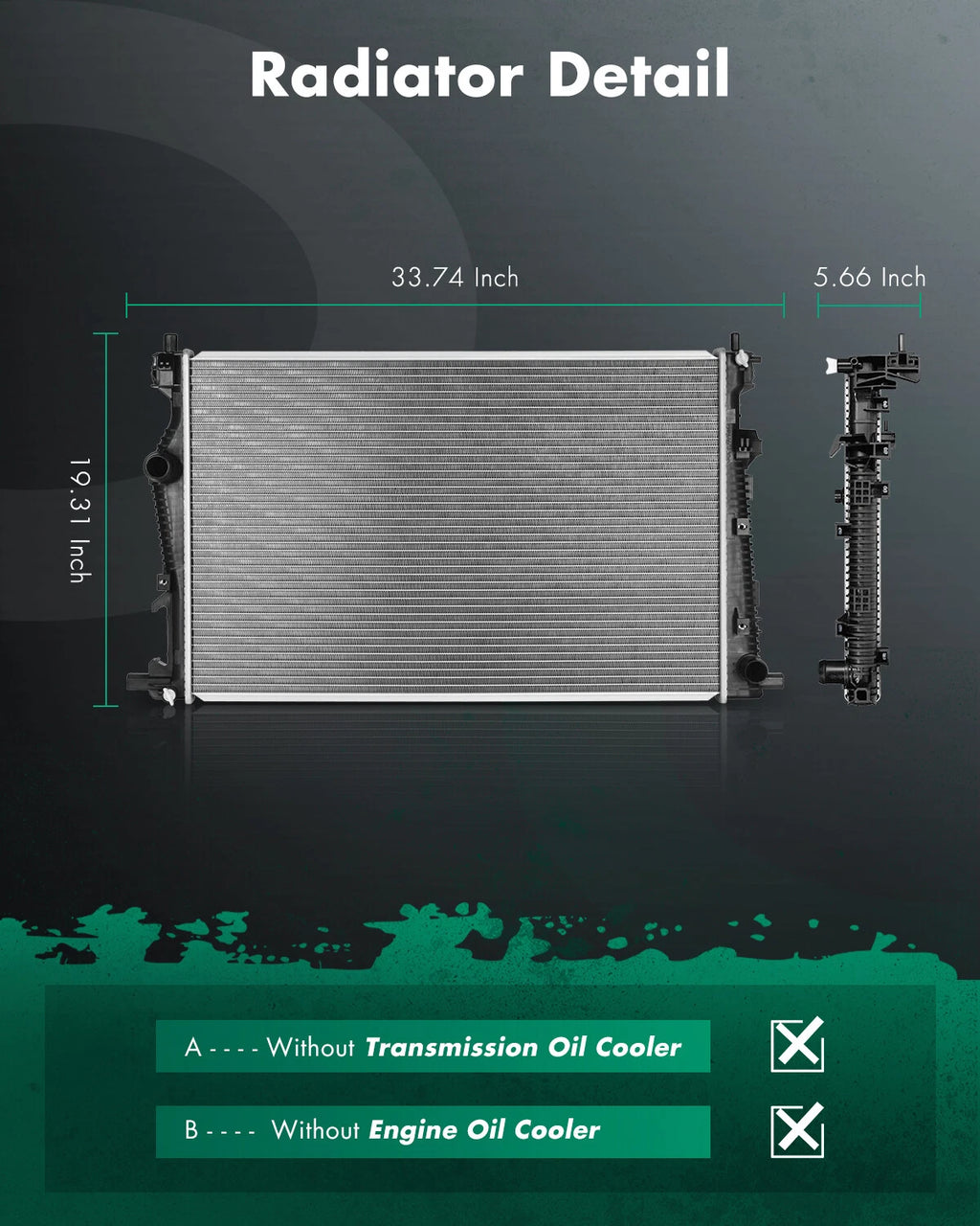 Radiator for Chrysler 200 (2015–2017) & Jeep Cherokee (2014–2018) 2.4L 3.6L