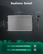 Radiator for Chrysler 200 (2015–2017) & Jeep Cherokee (2014–2018) 2.4L 3.6L