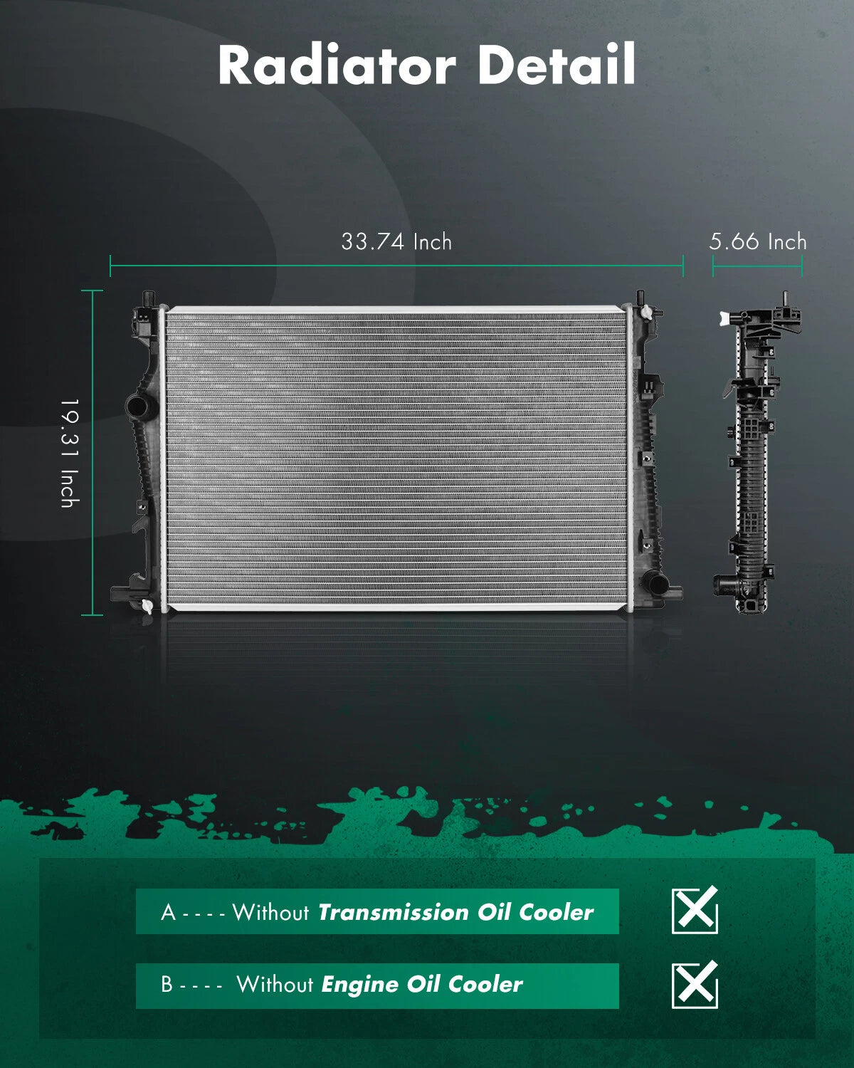 Radiator for Chrysler 200 (2015–2017) & Jeep Cherokee (2014–2018) 2.4L 3.6L