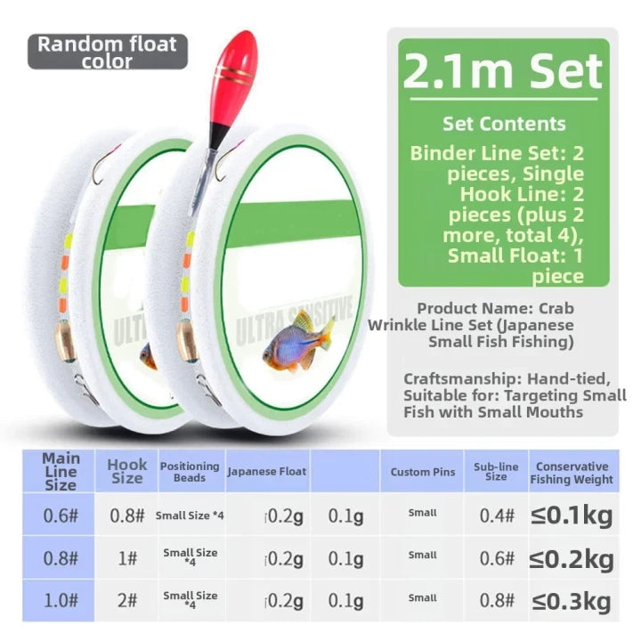 Pre-made Japanese Style Rigs for Bitterling Stone Carp Fishing (2.1m, 1m)
