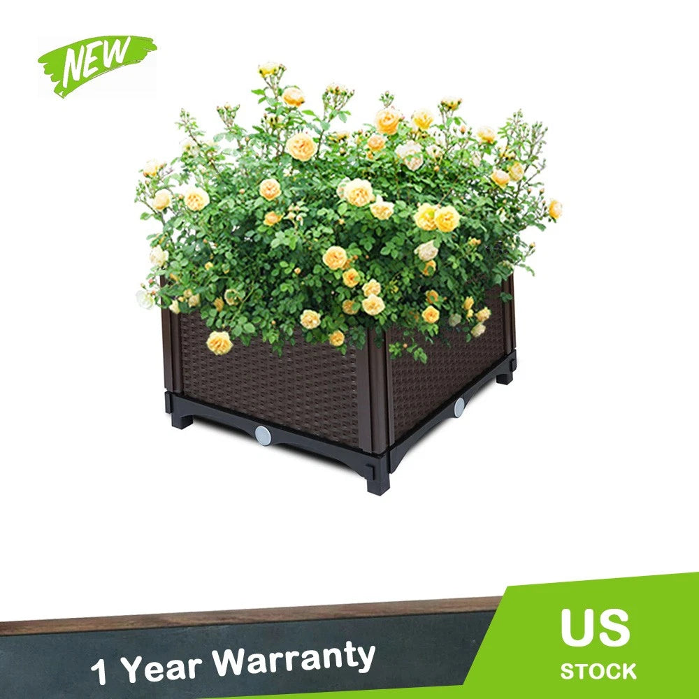 Garden Bed Outdoor Planter Box for Flowers Plants Herbs Vegetables PP