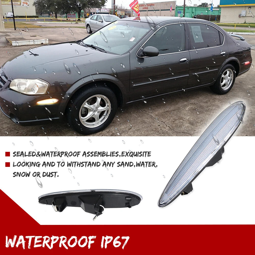 Clear Amber LED Front Side Marker Lights for Nissan Maxima (2000–2003)