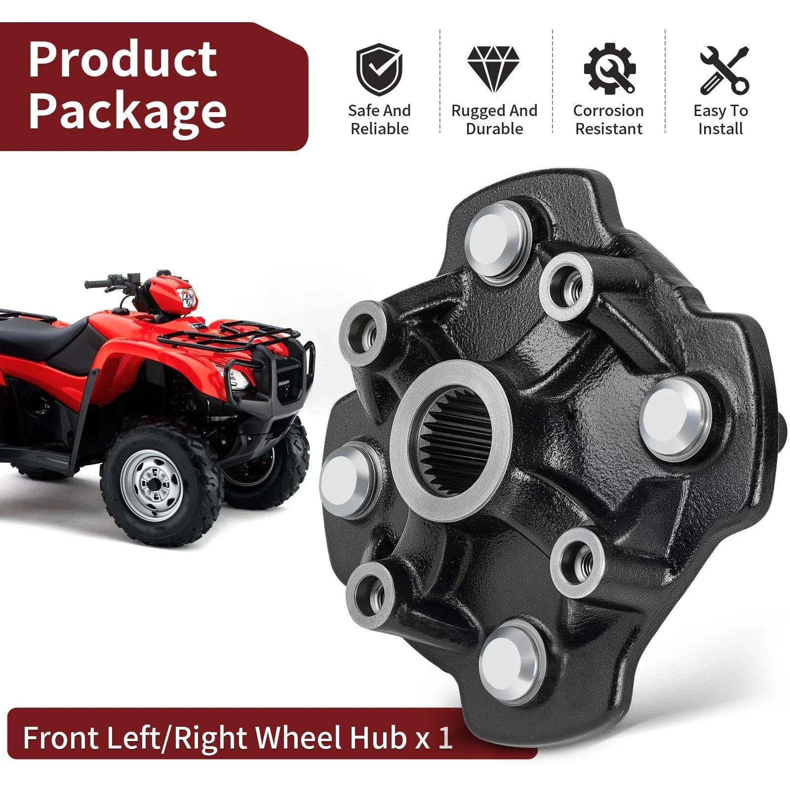 Front Left or Right Wheel Hub for Honda Foreman Rubicon 500 TRX500 (2005–2013)